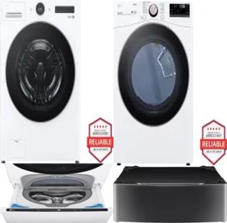 Side by Side Washer & Dryer Set on Pedestals
