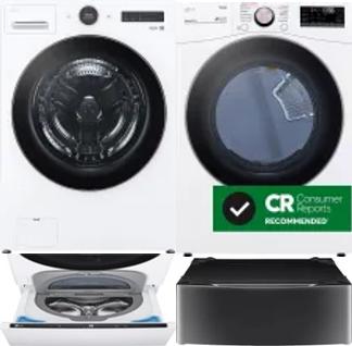 Side by Side Washer & Dryer Set on Pedestals