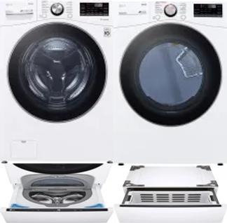 Side by Side Washer & Dryer Set on Pedestals