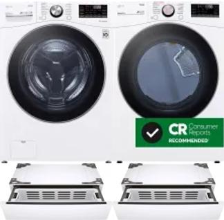 Side by Side Washer & Dryer Set on Pedestals