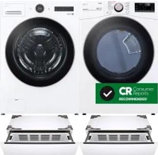 Side by Side Washer & Dryer Set on Pedestals