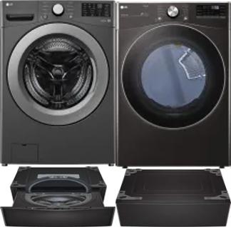 Side by Side Washer & Dryer Set on Pedestals