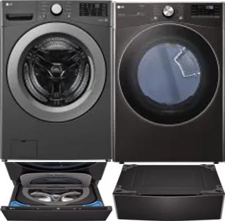Side by Side Washer & Dryer Set on Pedestals