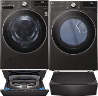 Side by Side Washer & Dryer Set on Pedestals