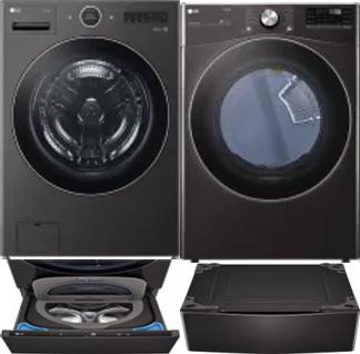 Side by Side Washer & Dryer Set on Pedestals