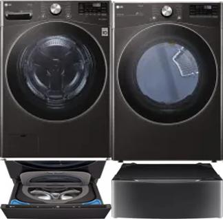 Side by Side Washer & Dryer Set on Pedestals