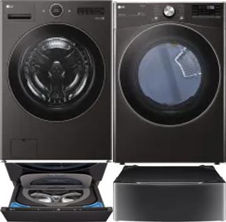 Side by Side Washer & Dryer Set on Pedestals
