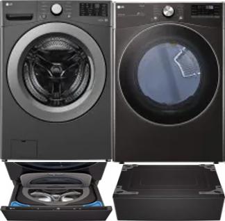 Side by Side Washer & Dryer Set on Pedestals