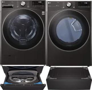 Side by Side Washer & Dryer Set on Pedestals