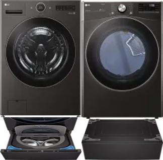 Side by Side Washer & Dryer Set on Pedestals