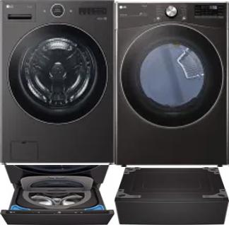 Side by Side Washer & Dryer Set on Pedestals