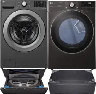 Side by Side Washer & Dryer Set on Pedestals