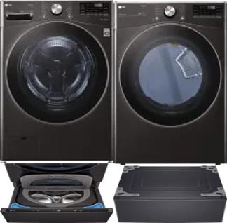 Side by Side Washer & Dryer Set on Pedestals