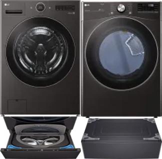 Side by Side Washer & Dryer Set on Pedestals