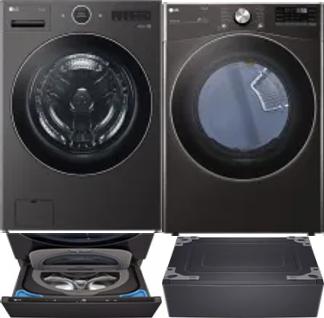 Side by Side Washer & Dryer Set on Pedestals