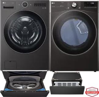 Side by Side Washer & Dryer Set on Pedestals