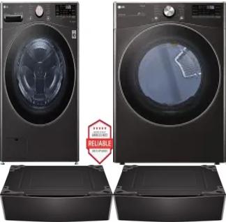 Side by Side Washer & Dryer Set on Pedestals