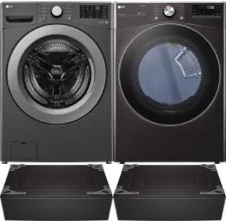 Side by Side Washer & Dryer Set on Pedestals