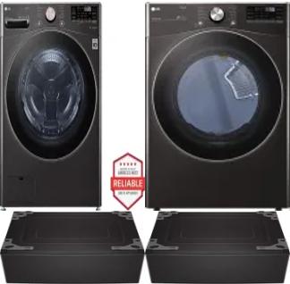 Side by Side Washer & Dryer Set on Pedestals