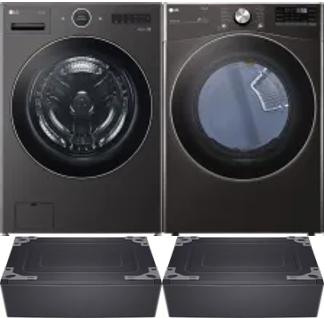 Side by Side Washer & Dryer Set on Pedestals