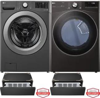 Side by Side Washer & Dryer Set on Pedestals