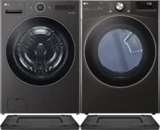 Side by Side Washer & Dryer Set on Risers