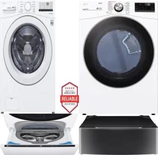 Side by Side Washer & Dryer Set on Pedestals