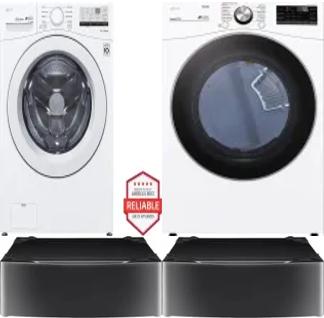 Side by Side Washer & Dryer Set on Pedestals