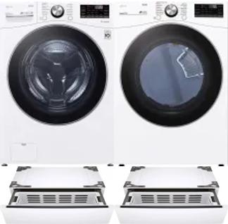 Side by Side Washer & Dryer Set on Pedestals