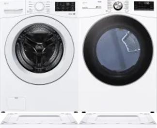 Side by Side Washer & Dryer Set on Risers