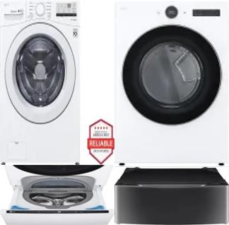 Side by Side Washer & Dryer Set on Pedestals