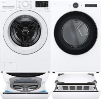Side by Side Washer & Dryer Set on Pedestals