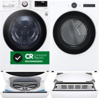 Side by Side Washer & Dryer Set on Pedestals
