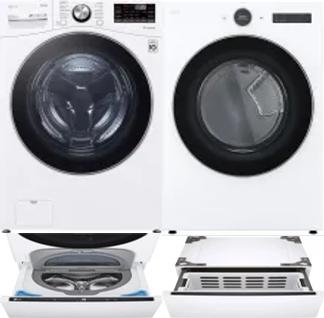 Side by Side Washer & Dryer Set on Pedestals