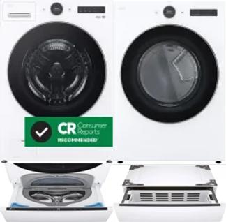 Side by Side Washer & Dryer Set on Pedestals