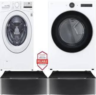 Side by Side Washer & Dryer Set on Pedestals