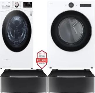 Side by Side Washer & Dryer Set on Pedestals