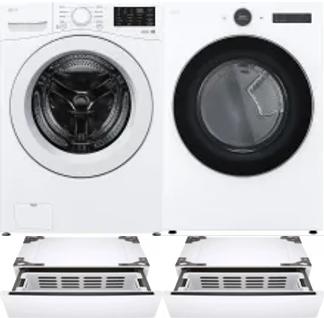 Side by Side Washer & Dryer Set on Pedestals