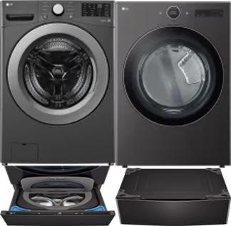 Side by Side Washer & Dryer Set on Pedestals
