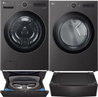 Side by Side Washer & Dryer Set on Pedestals