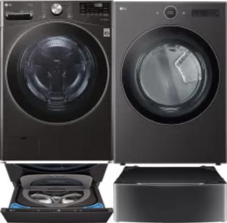 Side by Side Washer & Dryer Set on Pedestals