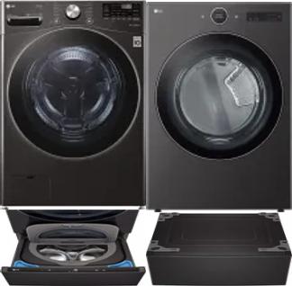Side by Side Washer & Dryer Set on Pedestals