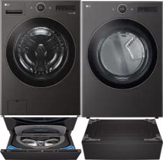 Side by Side Washer & Dryer Set on Pedestals