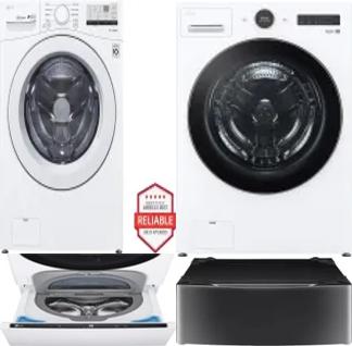 Side by Side Washer & Dryer Set on Pedestals