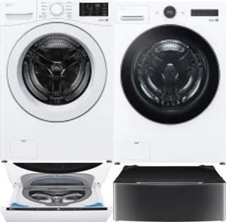 Side by Side Washer & Dryer Set on Pedestals