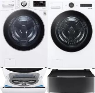 Side by Side Washer & Dryer Set on Pedestals