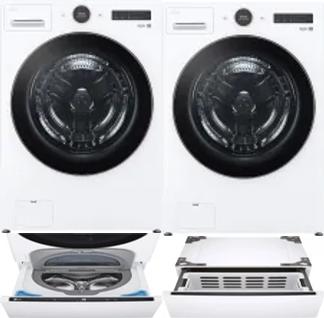 Side by Side Washer & Dryer Set on Pedestals