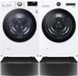 Side by Side Washer & Dryer Set on Pedestals