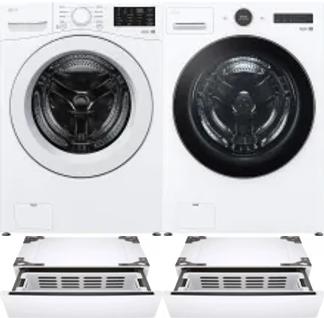 Side by Side Washer & Dryer Set on Pedestals