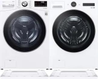 Side by Side Washer & Dryer Set on Risers